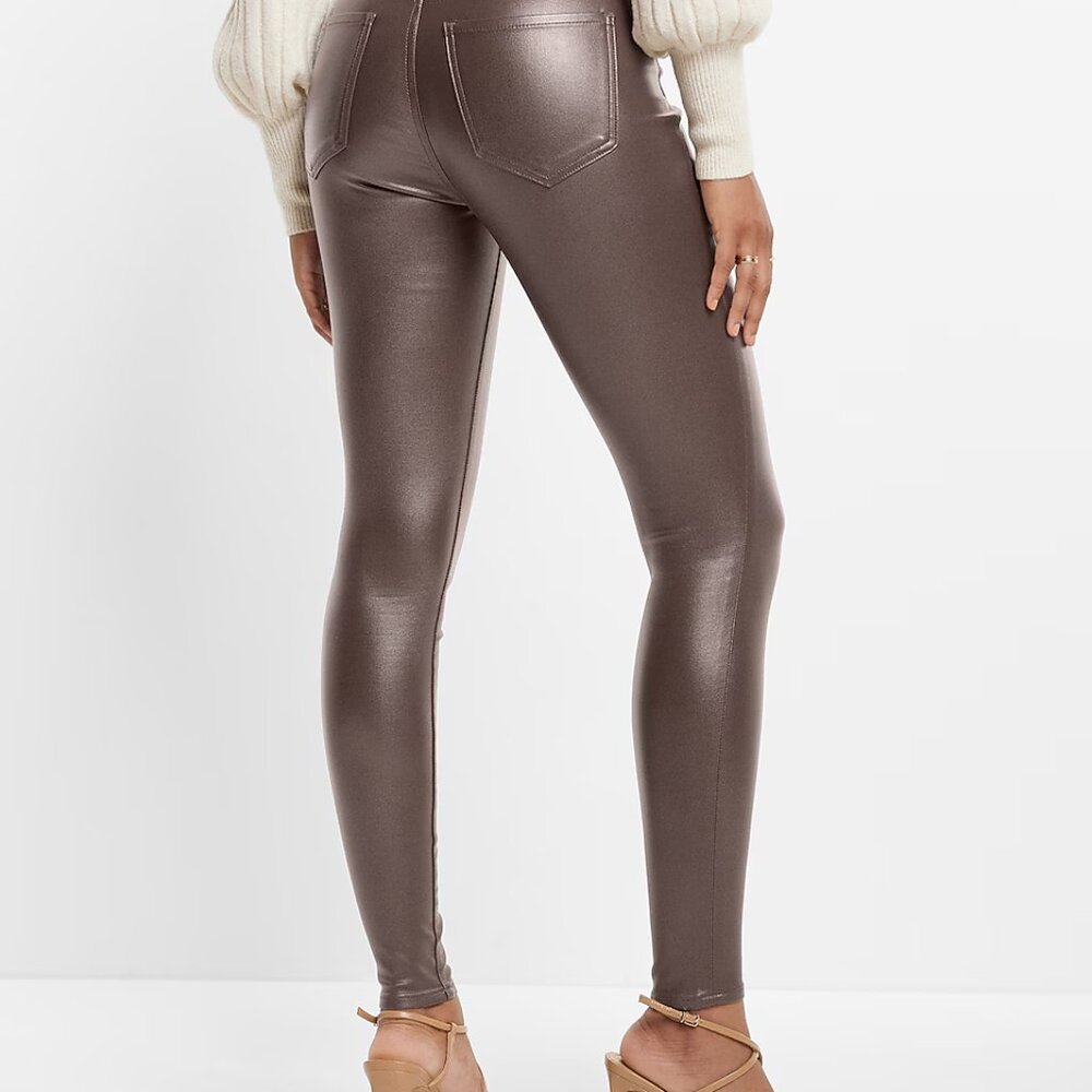 NWT EXPRESS High Waisted Metallic Coated Skinny Jeans